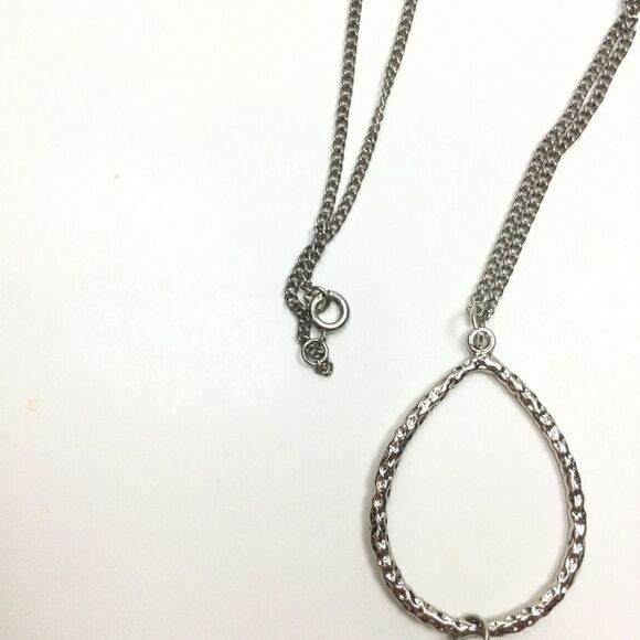 Silver Chain Necklace, Pounded Silver Drop, Tassel - Picture 6 of 9